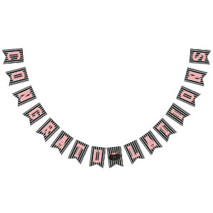 Bandeirinha Casamento cor-de-rosa branco preto de Congrats do