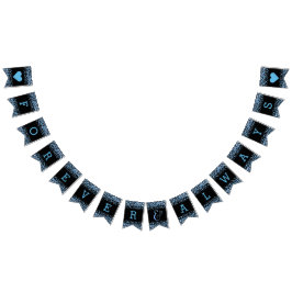 Bandeirinha Casamento de Pontos de Confetti Azul Aquarela para