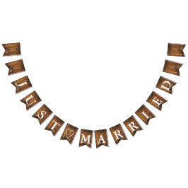 Bandeirinha Casamento de Recem casados de madeira de Faux Rust