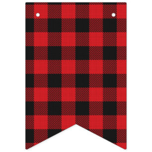 Bandeirinha Casamento de Xadrez de Buffalo Negro Vermelho