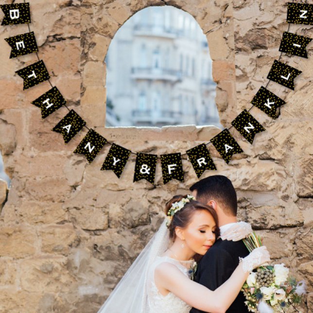 Bandeirinha Casamento Dourado Aleatório de Patten Negro e Bran (Criador carregado)