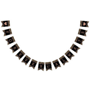 Bandeirinha Casamento Dourado de Confetti Sparkle Shine Rosa p