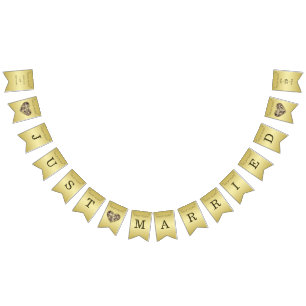 Bandeirinha Casamento Dourado de luxo elegante