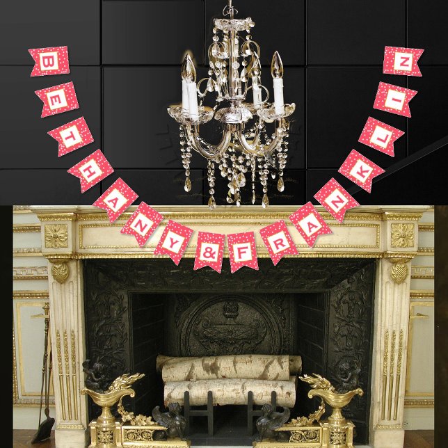 Bandeirinha Casamento Dourado Pink e Ponto Branco Personalizad (Criador carregado)