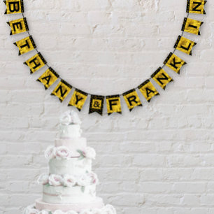 Bandeirinha Casamento Dourado Random Patten Personalizado