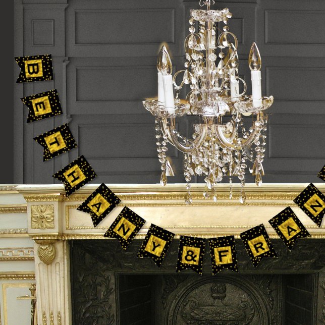 Bandeirinha Casamento Dourado Random Patten Personalizado (Criador carregado)