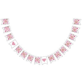 Bandeirinha Casamento Dourado Russo Floral Elegante Blush Rosa