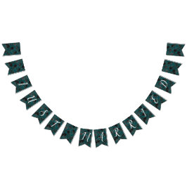 Bandeirinha Casamento Elegante Rosa Gótico de Teal Negro