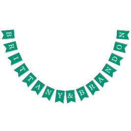 Bandeirinha Casamento Emerald Green Simple Bride e Nomes de no