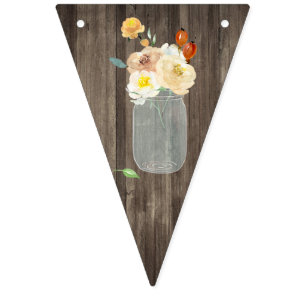Bandeirinha Casamento floral de creme do país do Woodgrain do