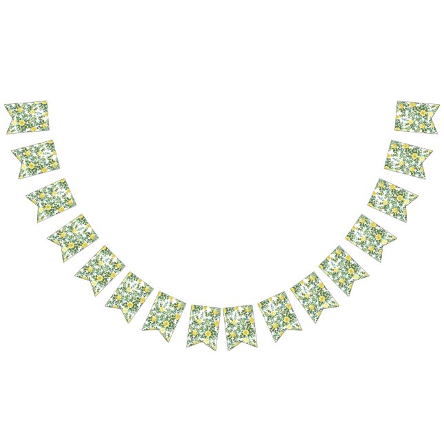 Bandeirinha Casamento Floral de Pastel Amarelo-claro e Rosa (Todos)