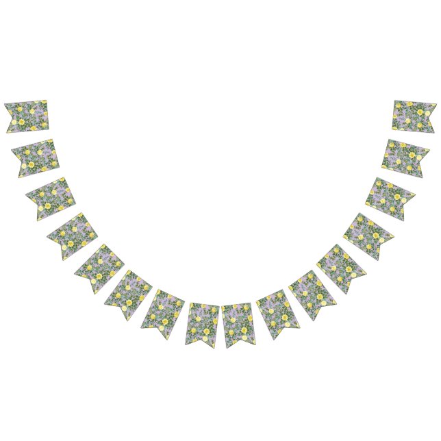 Bandeirinha Casamento Floral Rosa Púrpura Amarelo-Lilac (Todos)