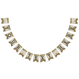 Bandeirinha Casamento Impresso com Glitter Dourado Elegante