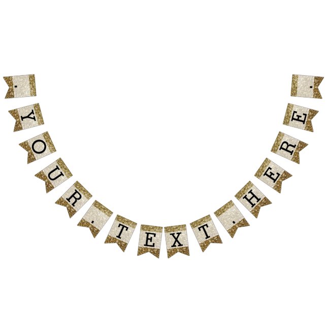 Bandeirinha Casamento Impresso com Glitter Dourado Elegante (Todos)