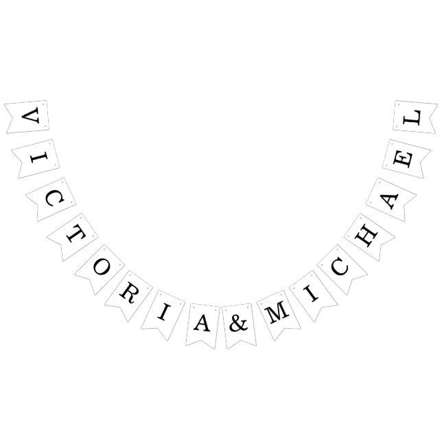 Bandeirinha Casamento Minimalista Nomes Simples Pretos e Branc (Todos)