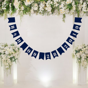 Bandeirinha casamento náutico dos azuis marinhos da praia