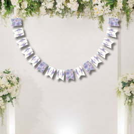 Bandeirinha Casamento Romântico com Hortênsias Azuis Desbotada