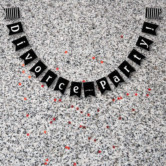 Bandeirinha Celebração do Partido Divorciado Branco Negro (Your Divorce Party needs the proper decor! This is part of the "ex-Hubby, Start Packing" collection.)