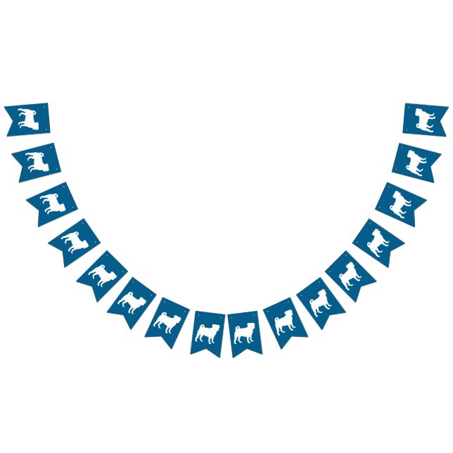 Bandeirinha Celebração do Tema Azul do Partido Pug (Todos)