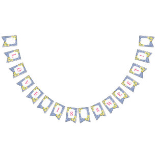 Bandeirinha Chá Azul Azulejo  de Positano Lemons Aniversário