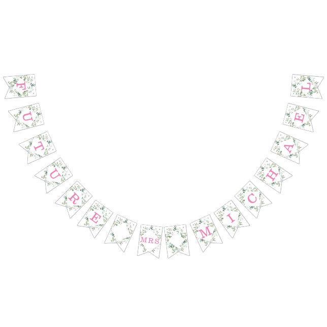 Bandeirinha Chá de Bebê Botânico Eucalipto Verde Personalizado (Todos)