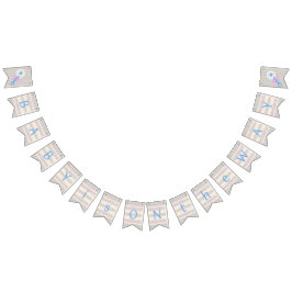 Bandeirinha Chá de fraldas com risca rosa e azul do bebê