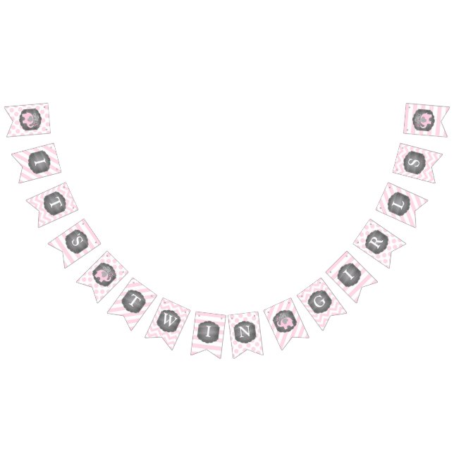 Bandeirinha Chá de fraldas das meninas do gêmeo do elefante (Todos)