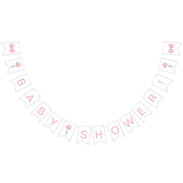 Bandeirinha Chá de fraldas de Balões Rosa (Todos)