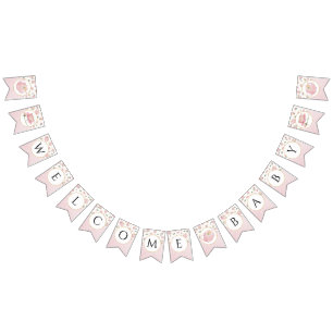 Bandeirinha Chá de fraldas de boas-vindas ao Tea Party cor-de-