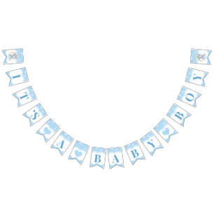 Bandeirinha Chá de fraldas de Elefante Azul É um Menino