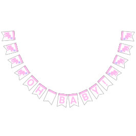 Bandeirinha Chá de fraldas de Elefante Gelado de Circo Rosa