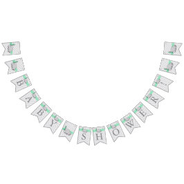 Bandeirinha Chá de fraldas de Elefante Verde e Cinza Branca