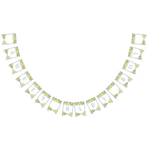 Bandeirinha Chá de fraldas de Pastel Blue Lemons Sweet Boy