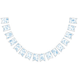 Bandeirinha Chá de fraldas de Toile de Jouy Azul e Branco