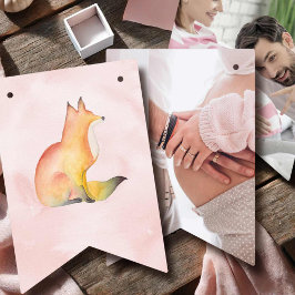 Bandeirinha Chá de fraldas Decor Watercolor Woodland Fox