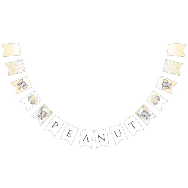 Bandeirinha Chá de fraldas dos Balões de Elefante Amarelo-Cons (Todos)