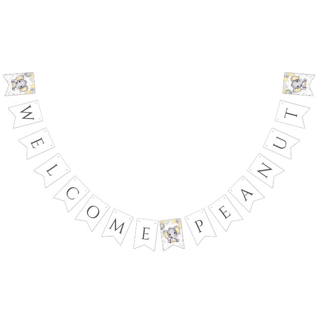 Bandeirinha Chá de fraldas dos Balões de Elefantes Amarelos Cu (Todos)