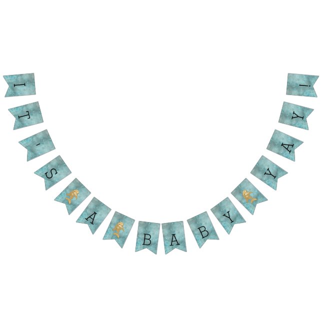 Bandeirinha Chá de fraldas Dourado Dolphin Baby, Swallowtail B (Todos)