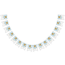 Bandeirinha Chá de fraldas Dourado/Elefante Azul, faixa Swallo