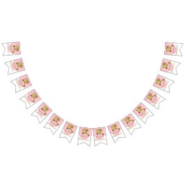 Bandeirinha Chá de fraldas Dourado/Elefante Rosa, faixa de Swa