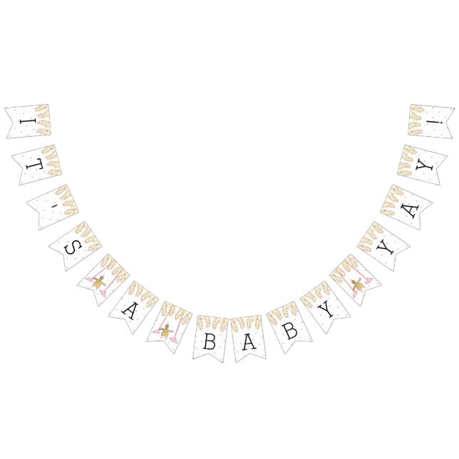 Bandeirinha Chá de fraldas Dourado Flamingo Baby, Swallowtail  (Todos)