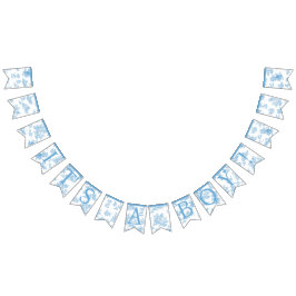 Bandeirinha Chá de fraldas francês azul e branco do Toile de J