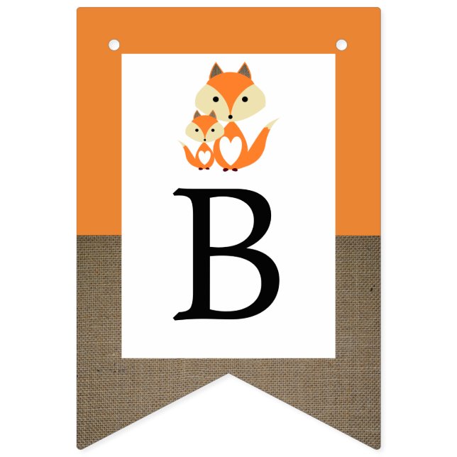 Bandeirinha Chá de fraldas Laranja Fox Burlap (Terceira bandeira)