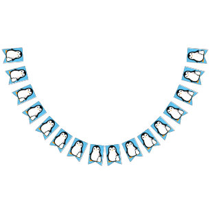 Bandeirinha Chá de fraldas Pinguim Gelado - Menino Azul