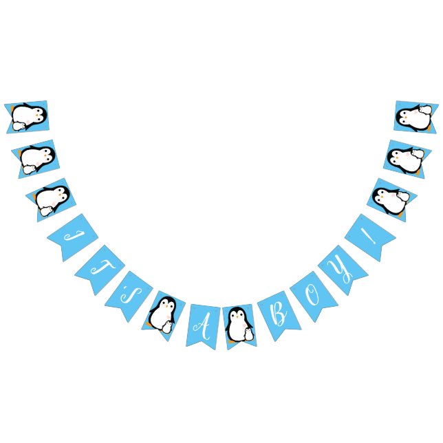 Bandeirinha Chá de fraldas Pinguim Gelado - Menino Azul (Todos)