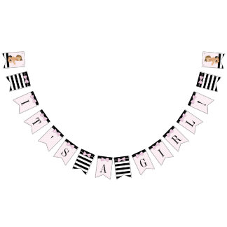 Bandeirinha Chá de fraldas Preto Rosa