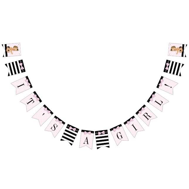 Bandeirinha Chá de fraldas Preto Rosa (Todos)