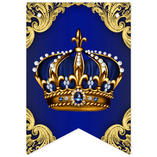 Bandeirinha Chá de fraldas Príncipe Crown (Primeira Bandeira)