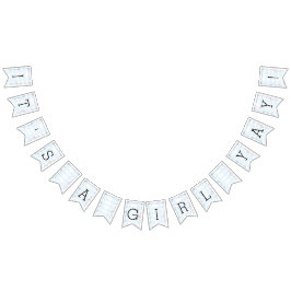 Bandeirinha Chá de fraldas Rosa/Azul/Castelo, faixa de Swallow