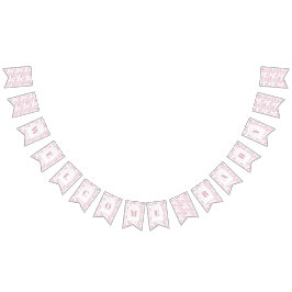 Bandeirinha Chá de fraldas Rosa Chinoiserie Toile de Jouy